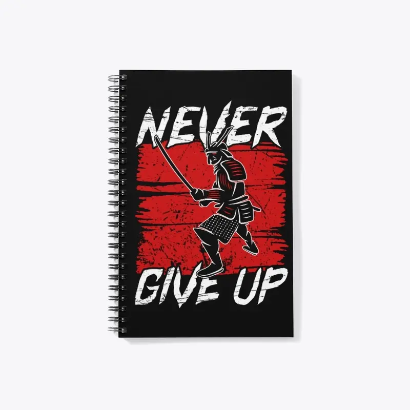 Never give up Japanese warrior design